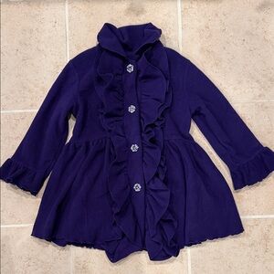 Elegant Kids Ruffled Coat in Deep Purple